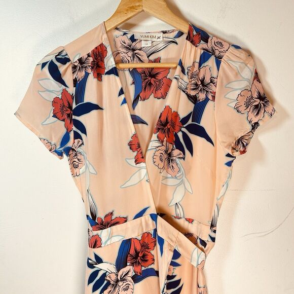 Yumi Kim Soho Mixer Floral Wrap Mini Dress Silk Peach Size XS NWOT - Picture 7 of 10